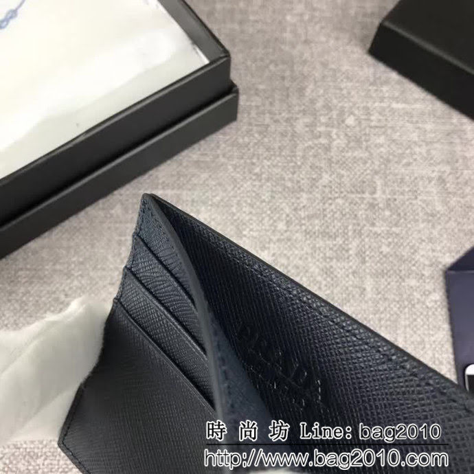 PRADA普拉達 專櫃最新爆款 頂級原單十字紋牛皮 男士卡包 2MC223 DD1955